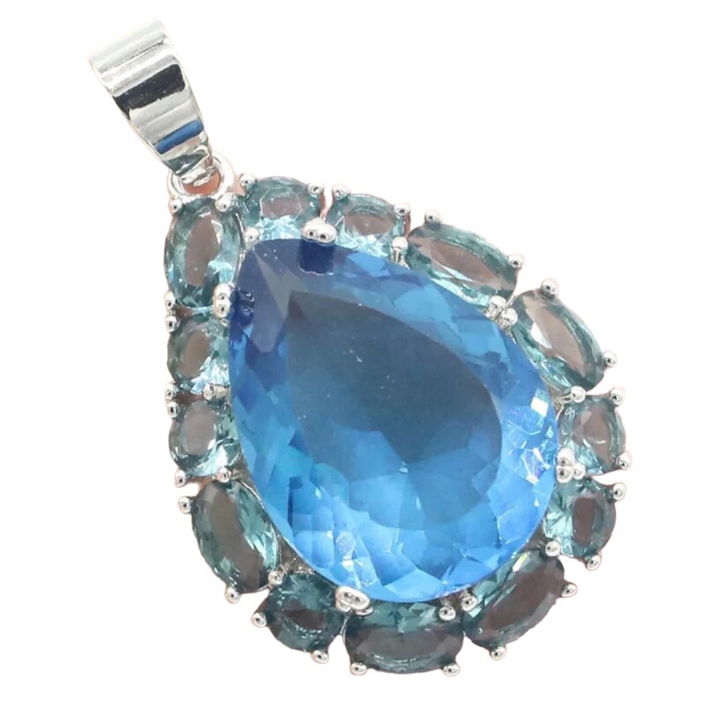 Simulated Blue Topaz Sterling Silver Necklace